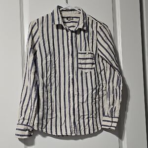 J. Crew Navy and White Striped Casual Shirt